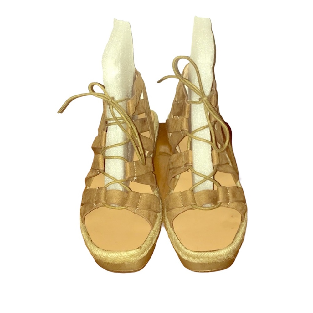 NWOT Marypaz Tan Suede Lace-Up Flatform Espadrille